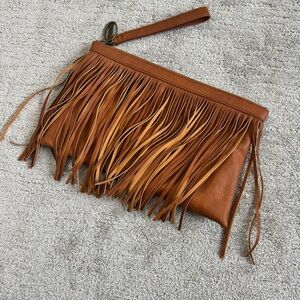 2/$20 Carlos Santana Brown Fringe Clutch Bag